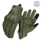 Vintage Leather Motorcycle Gloves Summer Breathable Unisex Biker Gloves With Anti-Slip Ventilation Design Motorbike Ride Glove