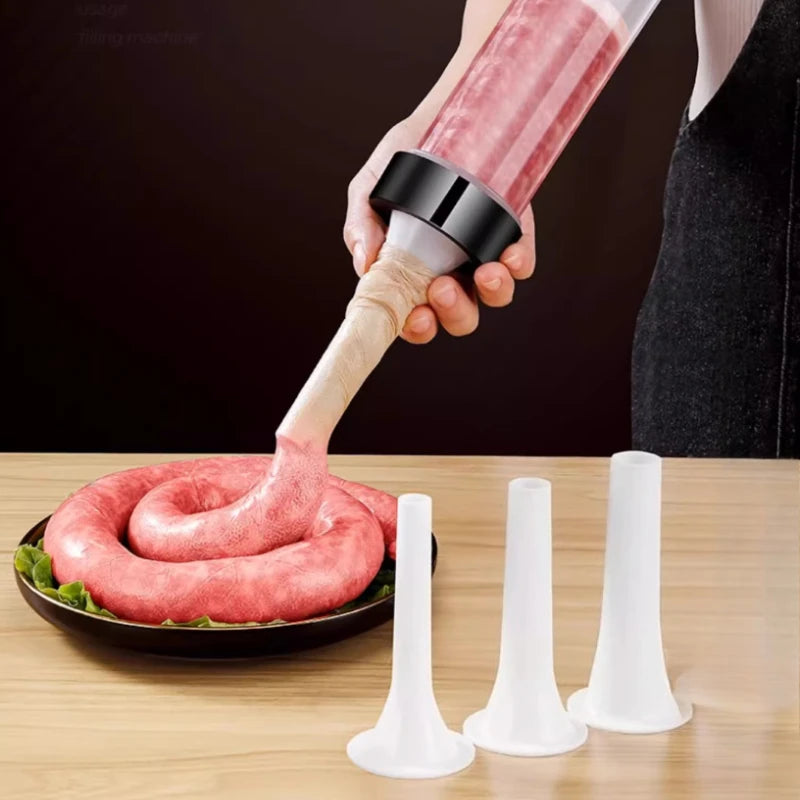 1set Sausage Filling Machine Set Meat Stuffer Filler Manual Meat Injection Sausage Tool Make Sausage Kitchen Cooking Tool
