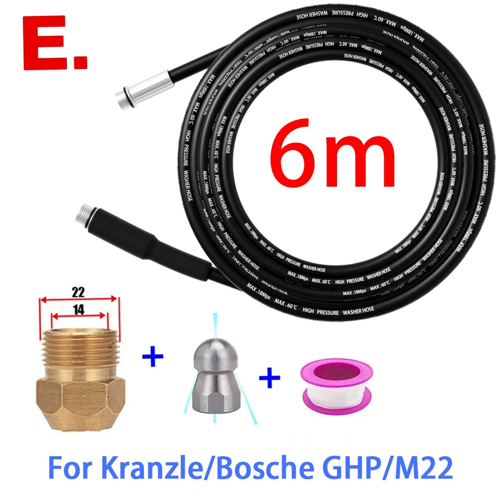 6M Sewer Drain Water Cleaning Hose Pipe Cleaner for Karcher Huter Hammer Nilfisk STIHL Bosch Lavor High Pressure Washer