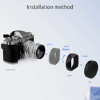 Haoge LH-X50N Bayonet Square Metal Lens Hood for Fujifilm Fuji Fujinon XF 50mm F2 R WR Lens with Metal Cap Kit on X-Pro3 X-T4