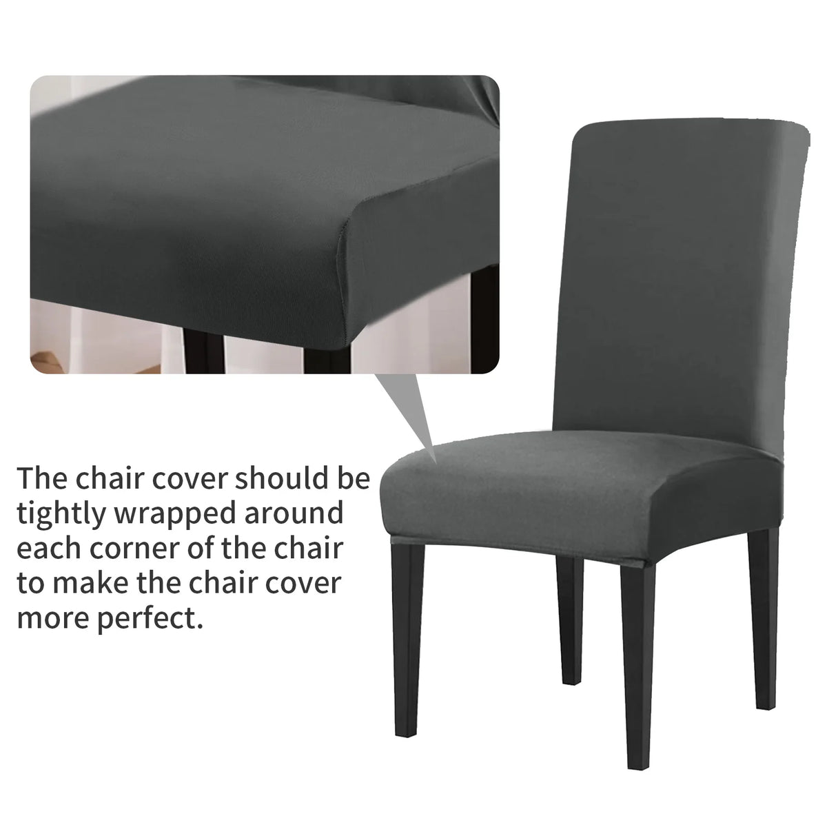 4Pc Set High Stretch Dining Chair Cover Elastic Slipcover Removable Non Slip Seat Protector for Living Room Home Kitchen Wedding