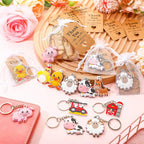 16 set  farm animal party gifts with keychain kraft paper label white transparent hard gauze bag birthday school carnival reward