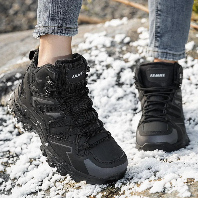 Women's Winter Boots Outdoor Hiking Boots High-top Plus Velvet Warm Hiking Shoes Women's Rainproof And Non-slip Hiking Shoes