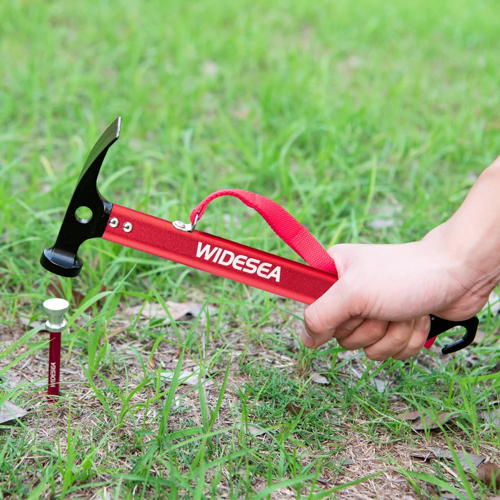 Widesea Aluminum Alloy Camping Nail Hammer Strong Durable Easy to Carry Multifunctional Hammer for Outdoor Tent Staking Backpack
