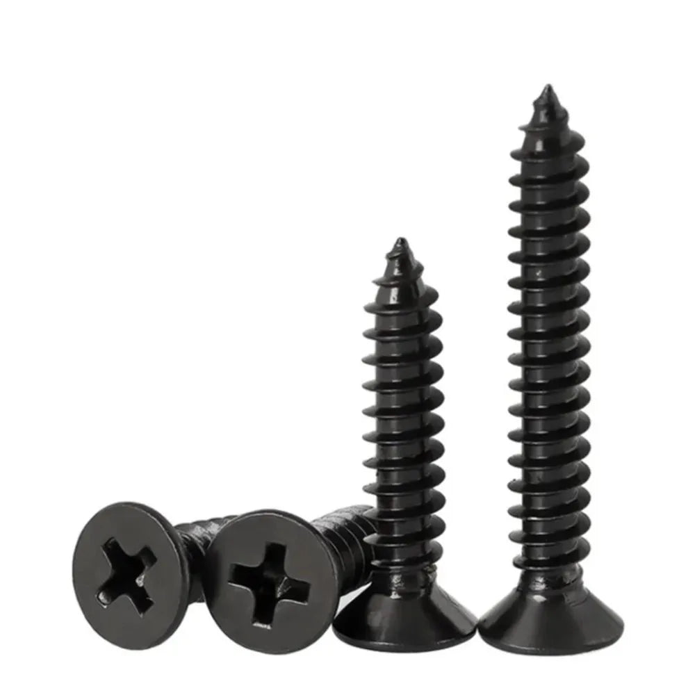 1 box/0.5kg lot drywall screw Cross Countersunk Flat Head Self-tapping Screw M3.5 Black Carbon Steel Phillips woodworking screw