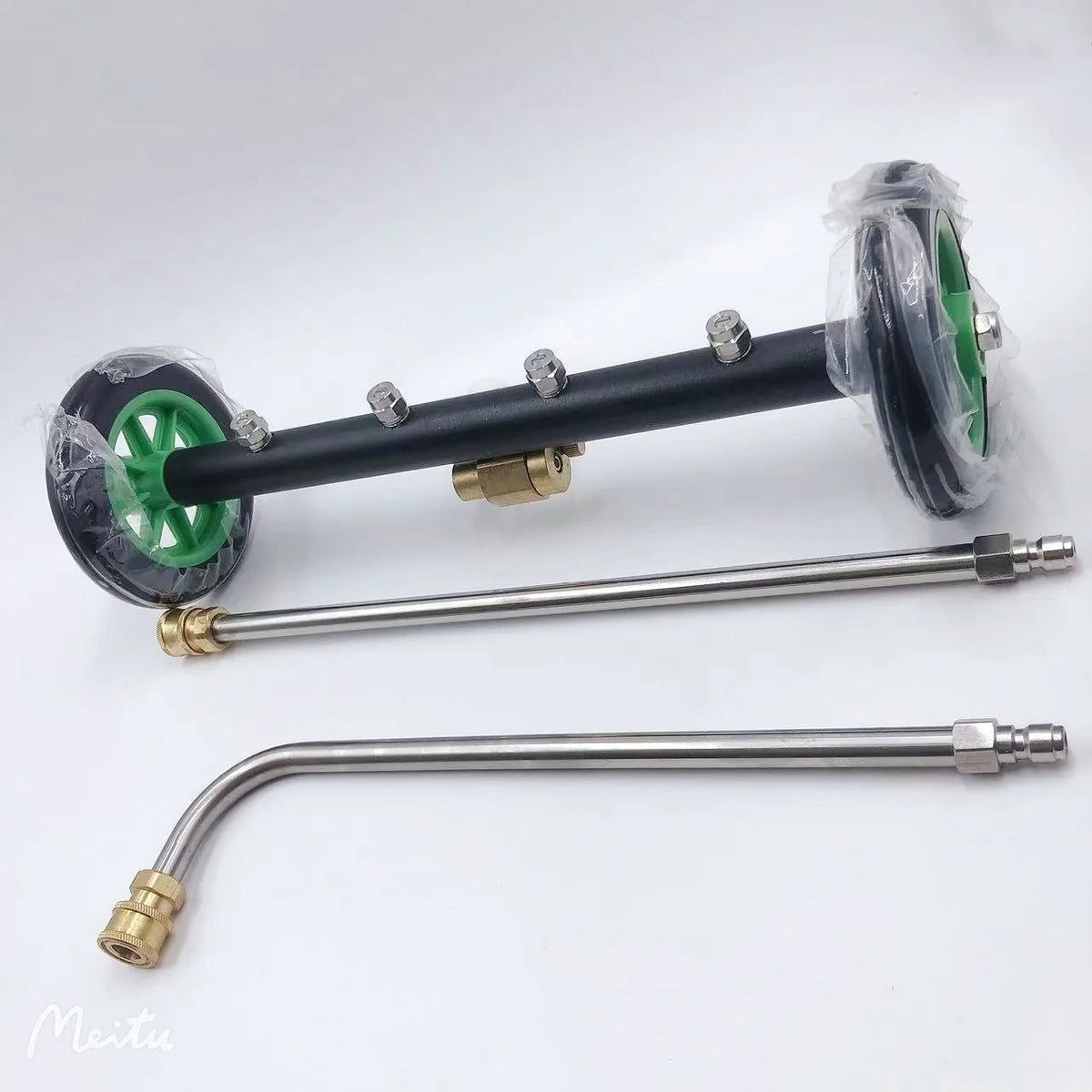 16in undercarriage pressure washer water broom 5000 PSI with 2 extension rods, 3pc set