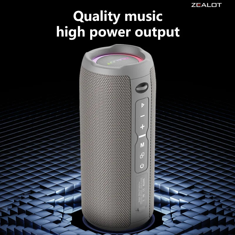 Zealot S49 Pro 20W Wireless Speaker,RGB Light Wireless Hifi Sound quality, Bass Boost，Dual Pairing,3000mAh Battery.