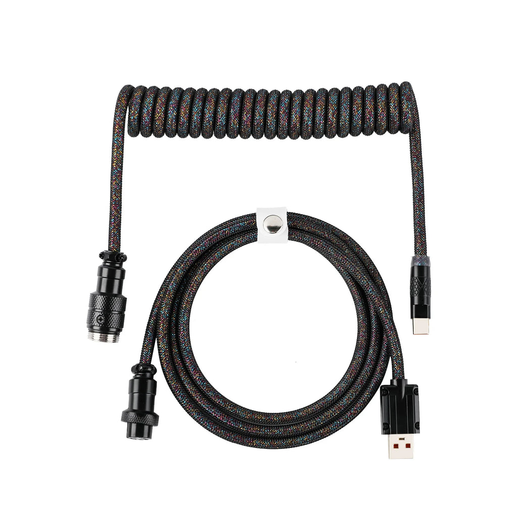 EPOMAKER Mix Pro Coiled USB-C Keyboard Cable 1.5m Double Sleeved, Detachable 4-Pin Aviator