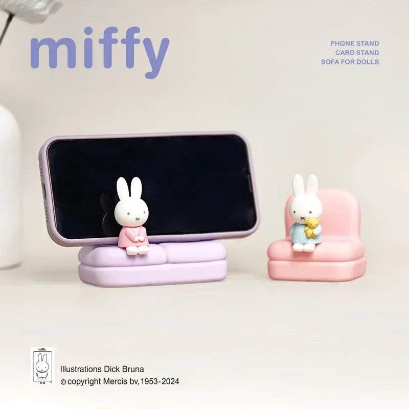 Kawaii Miffys Cartoon Surrounding Sofa Mobile Phone Stand Fashion Play Model Hand Desk Decoration Anime Doll Toy Kids Xmas Gifts