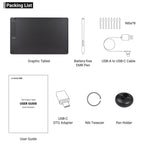 VINSA T1161 Graphics Drawing Tablet Ultra-thin Art Creation Sketch with Battery-free Stylus 8 Pen Nibs 8192 Levels Pressure