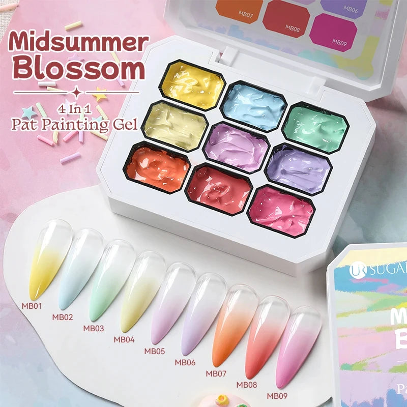 UR SUGAR 4-in-1 Painting Gel Nail Polish Set, 9 Colors, UV/LED Soak Off, 1pc