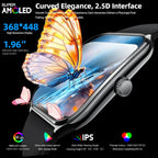 Ultra Thin Smartwatch 1.96in AMOLED Display Bluetooth Calling for Android iOS, Black