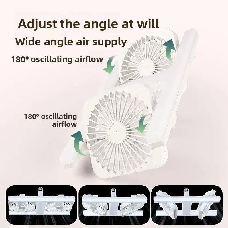 Remote Control Dual Head E27 Ceiling Fan Light Adjustable Angle Silent LED for Living Room Bedroom Kitchen Patio Home Decor