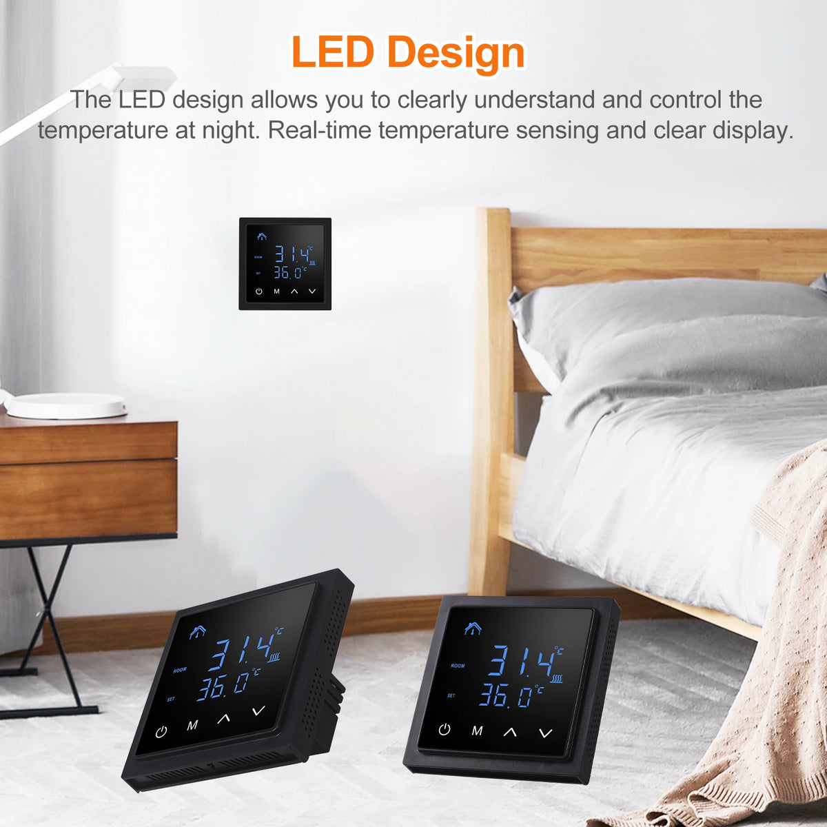 Smart Thermostat 16A Floor Heating Temperature Controller LED Touch Screen 85-265V