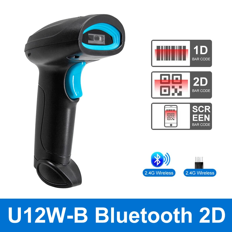 1D 2D Barcode Scanner Wired Wireless Bluetooth Bar Code Reader Omni-directional Scanning For Supermarket Logistics Product