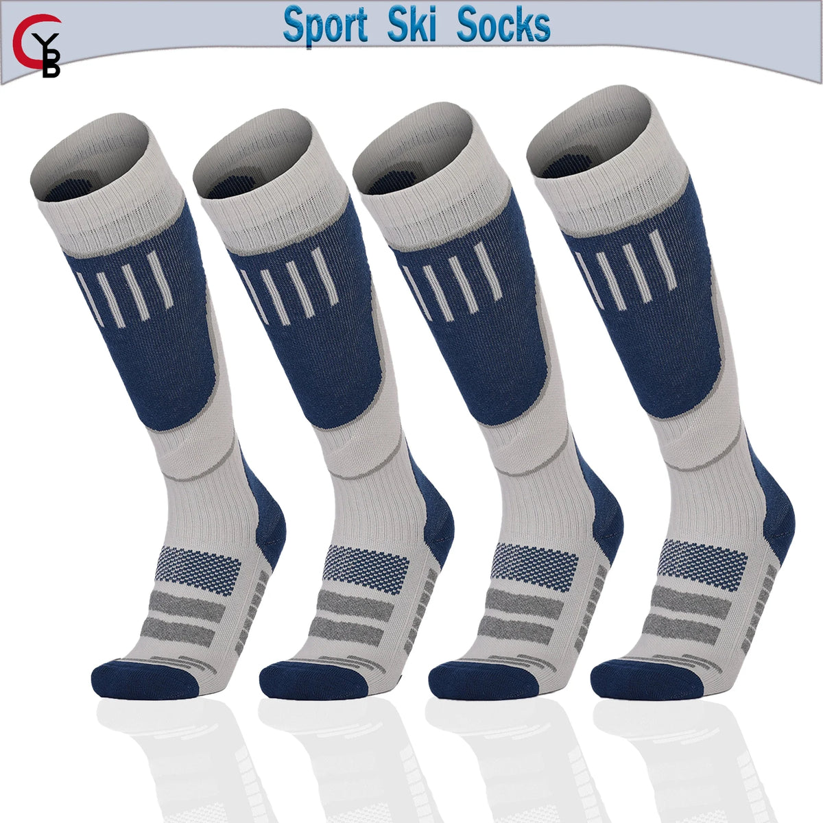 YANBIGUO 2 Pairs Wool Ski Socks,Thermal Knee-high Cold Weather Warm Socks for Snowboarding,Snow,Winter,Hunting