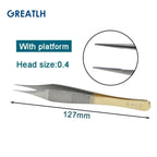Autoclavable Stainless Steel Tissue Forceps with Golden Handle Teethed Forceps Ophthalmic Instrument 1pcs
