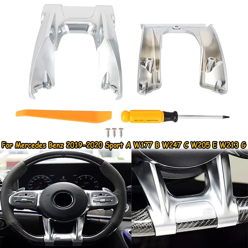 Car Steering Flat Wheel Lower Trim Cover For Mercedes Benz AMG 2019-2020 Sport A W177 B W247 C W205 E W213 G W463 GLS W257 Class