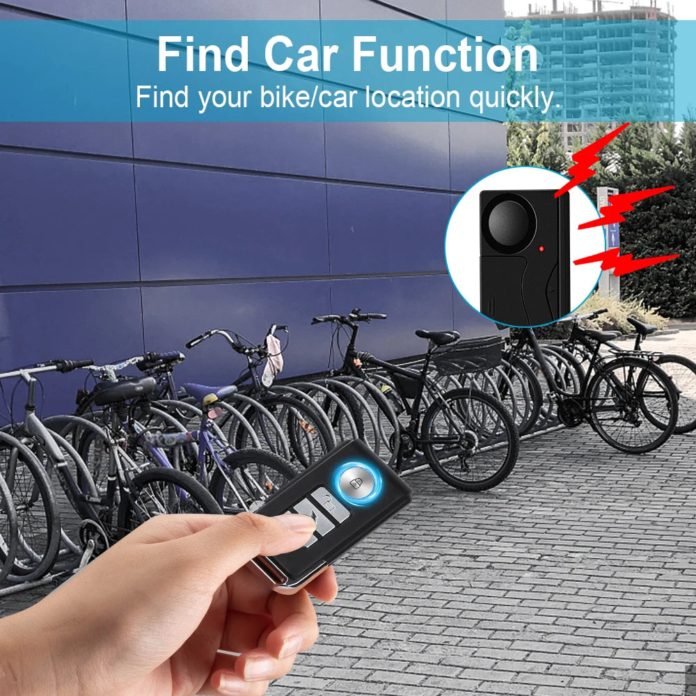 Wireless Vibration Bike Alarm With Remote Control Anti-Theft Alarm 110dB Loud Bike Door Window Motorcycle Security Alarm System