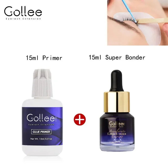 Gollee 0.5-1s Dry Eyelashes Extension Glue 15ml Eyelash Cleansing Primer Lasting Professional Lash Extension Primer Super Bonder