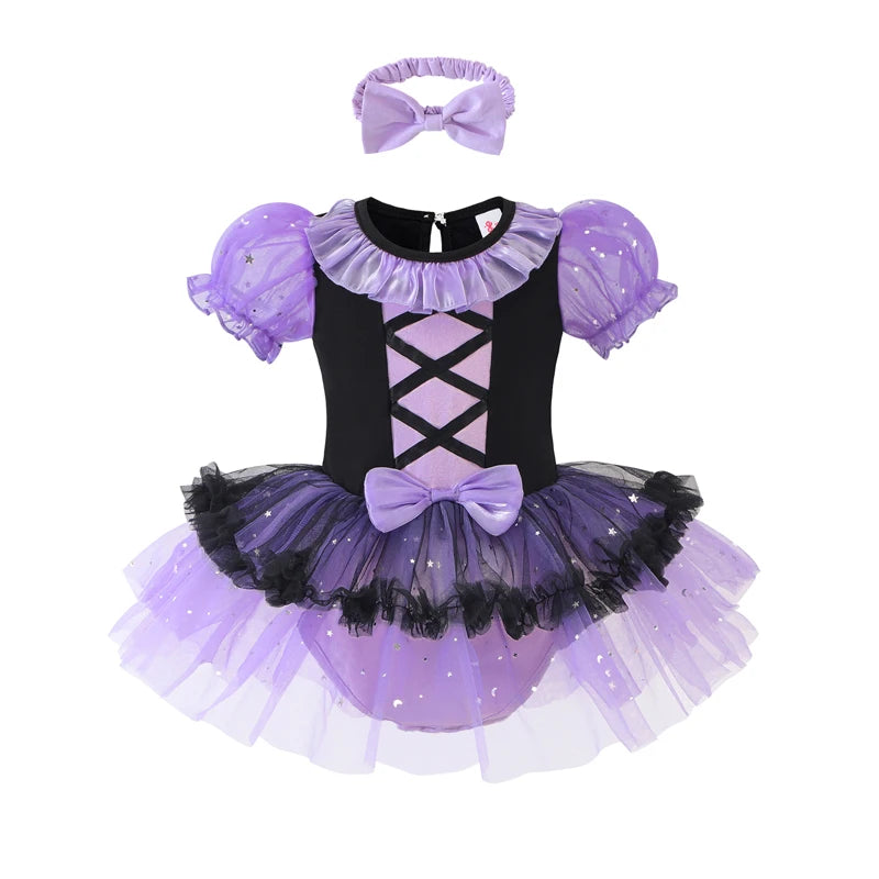 Infant Baby Girl Jumpsuit Dress Little Girl Princess Romper Dress With Headbands Kids Clothes Size 70-80-90-100