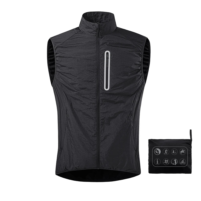 JNLN Unisex Waterproof Running Hiking Vest Sleeveless Packable Jacket Black Green Gray