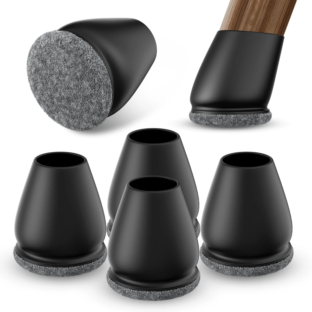 8PCS Silicone Chair Leg Floor Protectors Foot Cover Diagonal with Thick Wrap Felt Pads TPE Furniture Table Feet Protect Floors