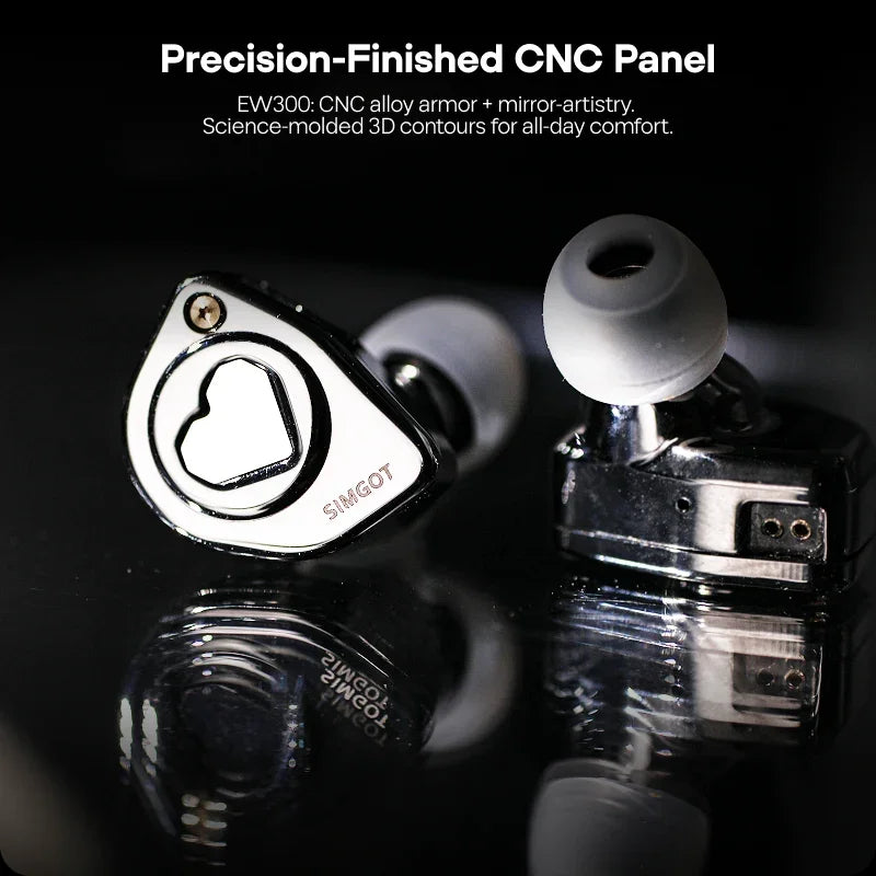 SIMGOT EW300 1DD+1Planar+1PZT Hybrid Driver IEM HIFI Earphones with Detachable Nozzles Silver-Plated OFC IEM Cable for Musician