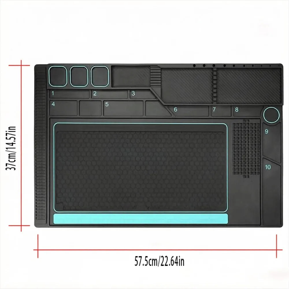 Silicone Repair Welding Mat with Screw Fixing Device Tool Storage Groove for Cell Phone Laptop PC Motherboard Maintenance