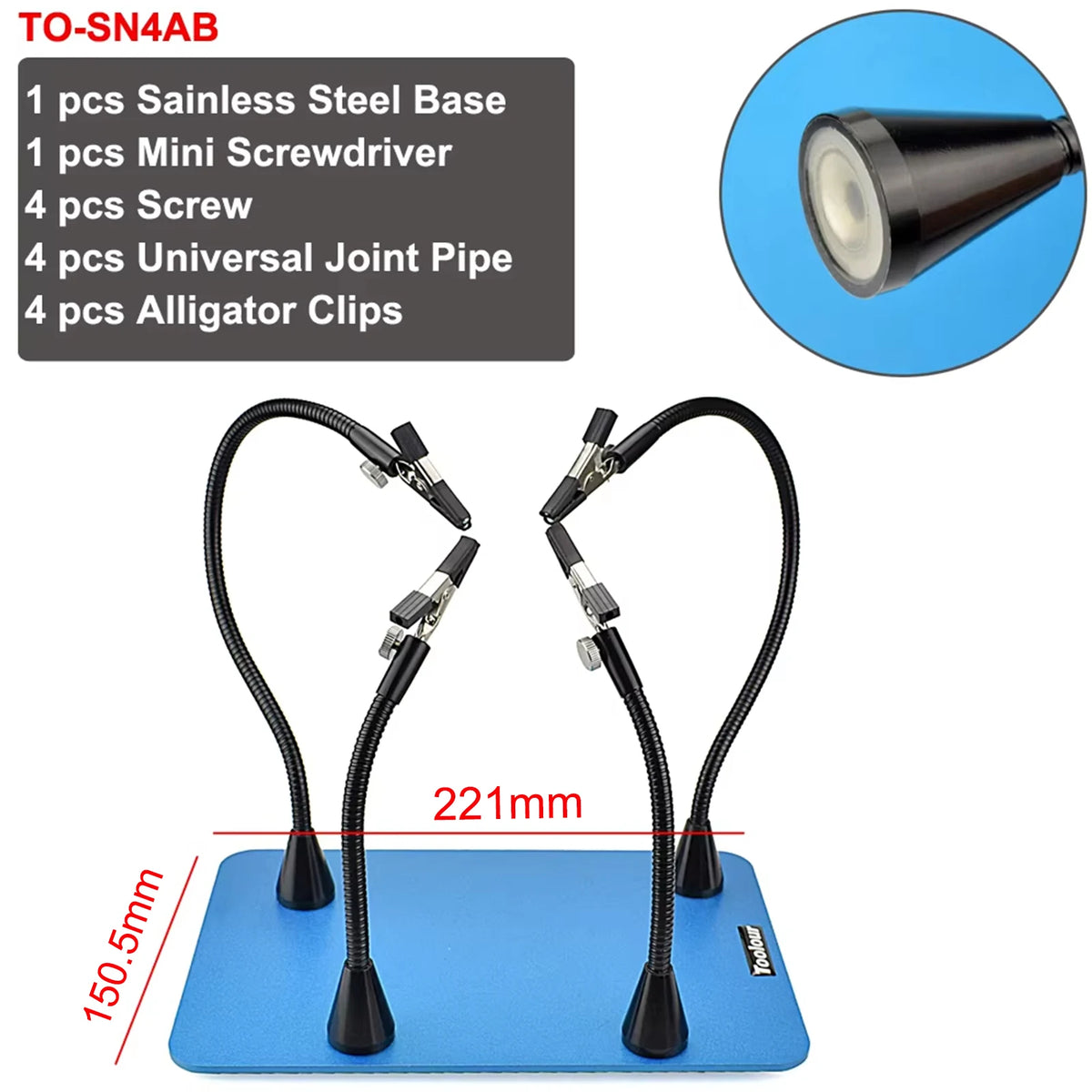 NEWACALOX PCB Fixture Clips Soldering Holder Third Hand Tool Magnetic Flexible Helping Hands with 3X LED Illuminated Magnifier