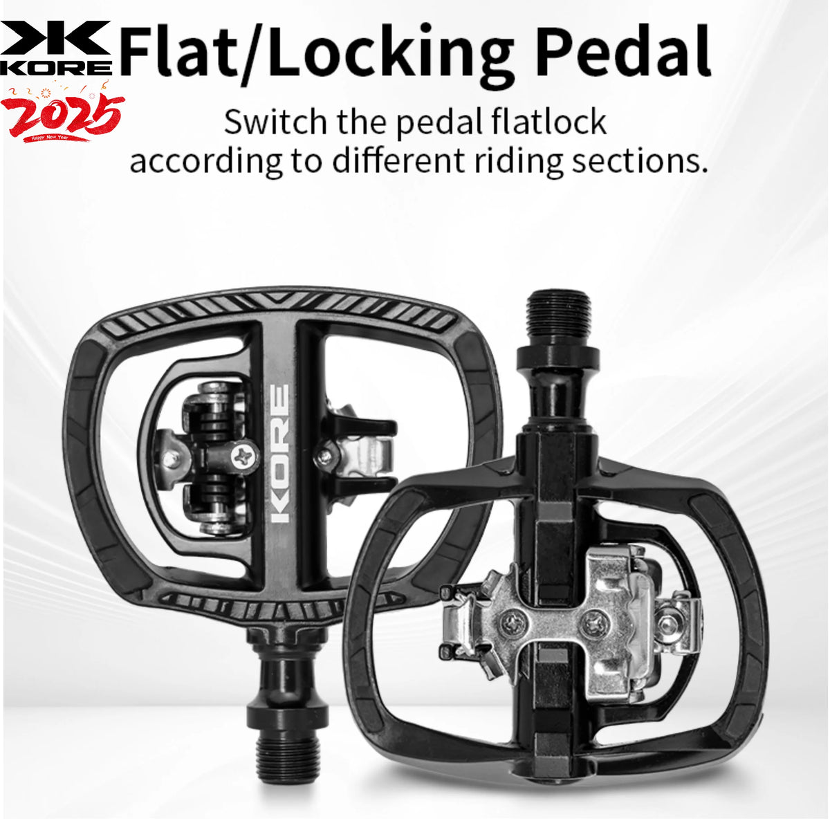 KORE MTB Lock/Flat Pedals Double DU Sealed Clipless 9/16" Crank with SPD Cleats Ultralight Bicycle Parts Aluminum Alloy Pedal
