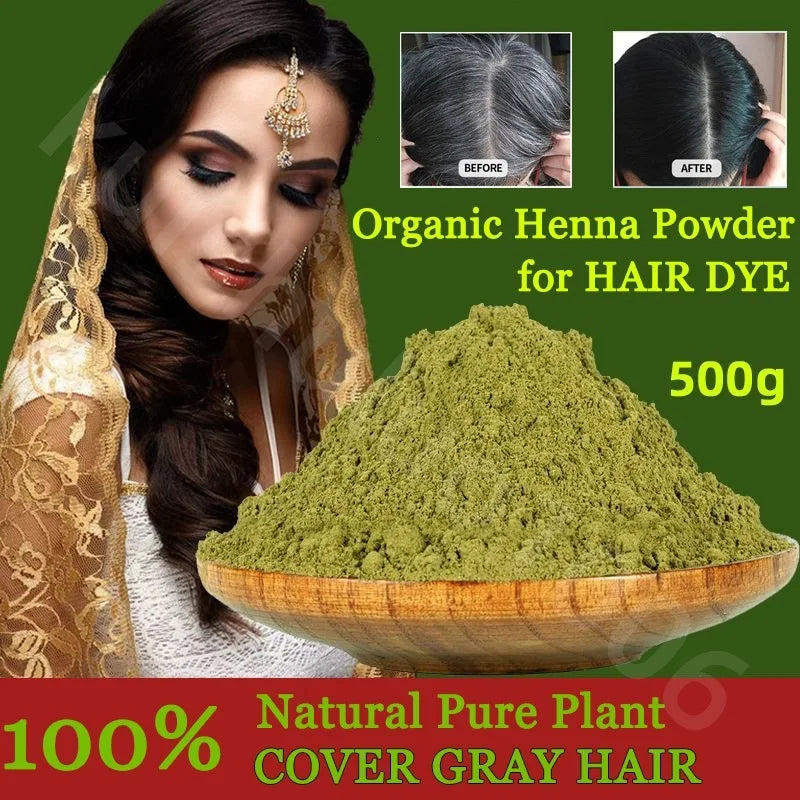 Plant Henna Hair Dye Powder for Gray Coverage, Black 250g Natural Color