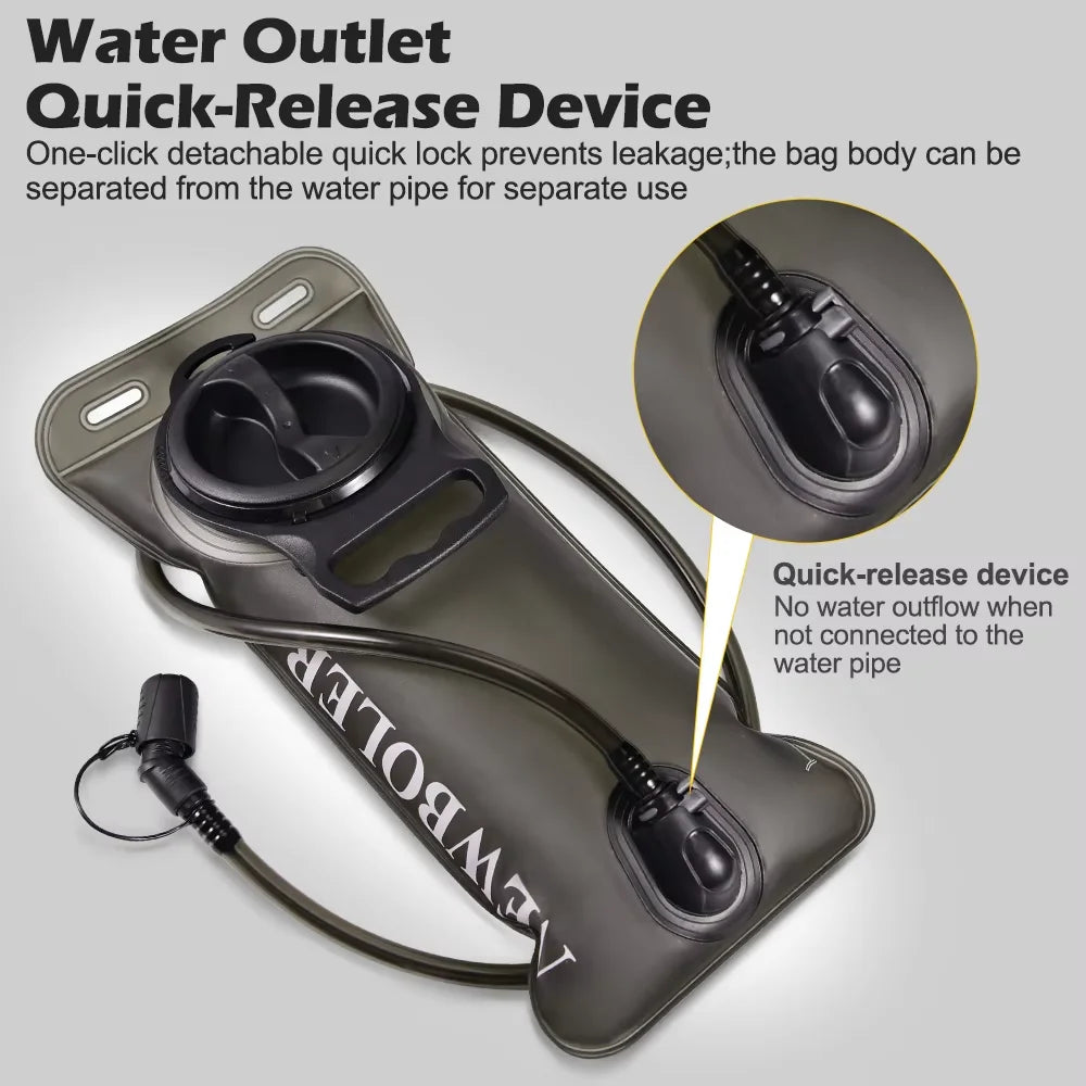 NEWBOLER Hydration Water Bladder Reservoir Bag, PEVA, 1.5L 2L 3L, Transparent/Grey