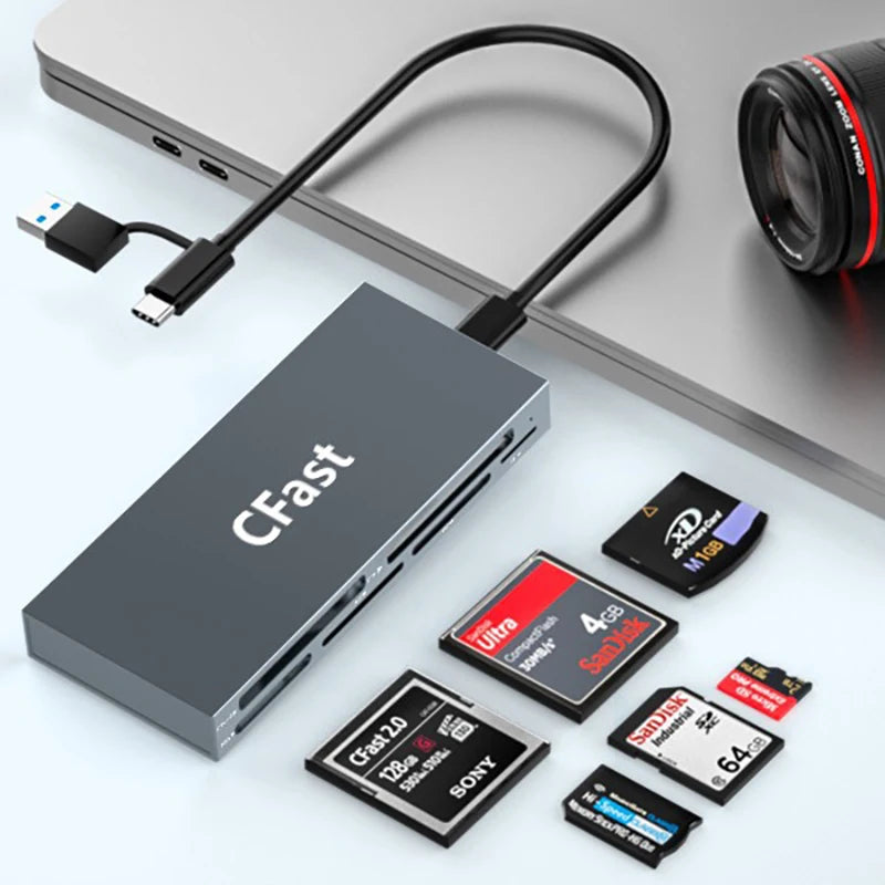 UTHAI TF4 6-Card Same Read SD/TF/MS/XD/Cfast Camera Multi functional Card Reader for Mobile, Tablet, Memory Card Reader