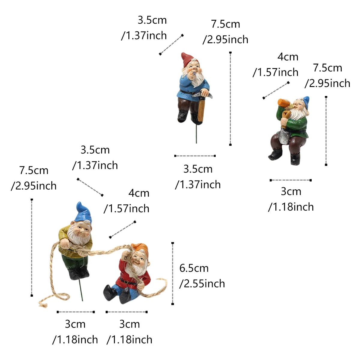 4-PCS Creative Garden Dwarf Climbing, Garden Bonsai Scene Decoration Accessories, Resin Crafts
