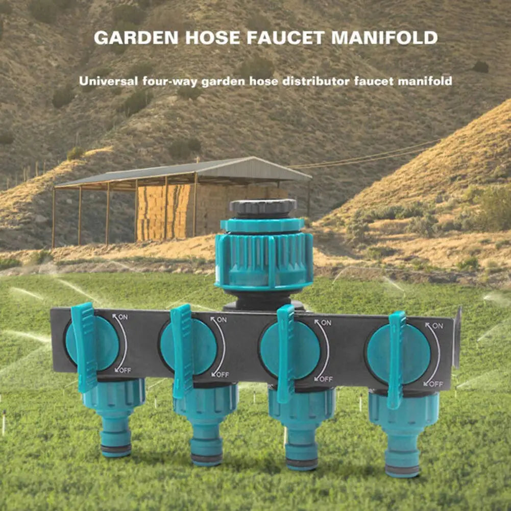 4-Way Water Splitters 1" to 3/4" to 1/2" Thread European Standard Thread Garden Irrigation Watering Connector Fittings Valve