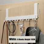 Over the Door Hook Rack 6 Hooks, Grey or White, 11cm or 18cm - Coat Towel Hanger