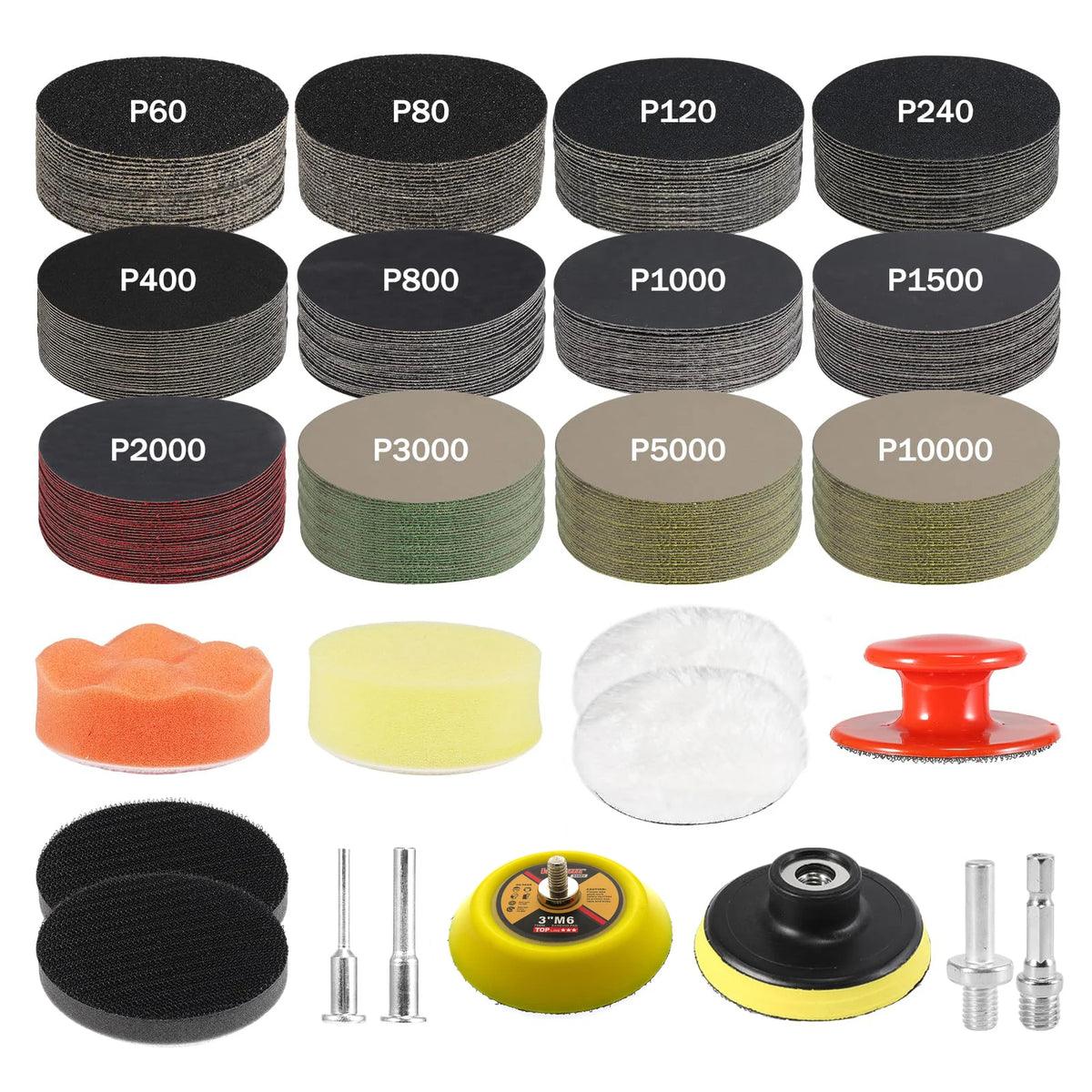 3 Inch Wet Dry Headlight Restoration Kit 133 Pcs Hook and Loop Sandpaper for Polishing and Sanding Wood Stone Lacquer Surface