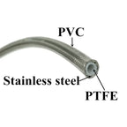 AN3 PTFE braided stainless steel brake line hose with PVC cover, 1m-10m, colors