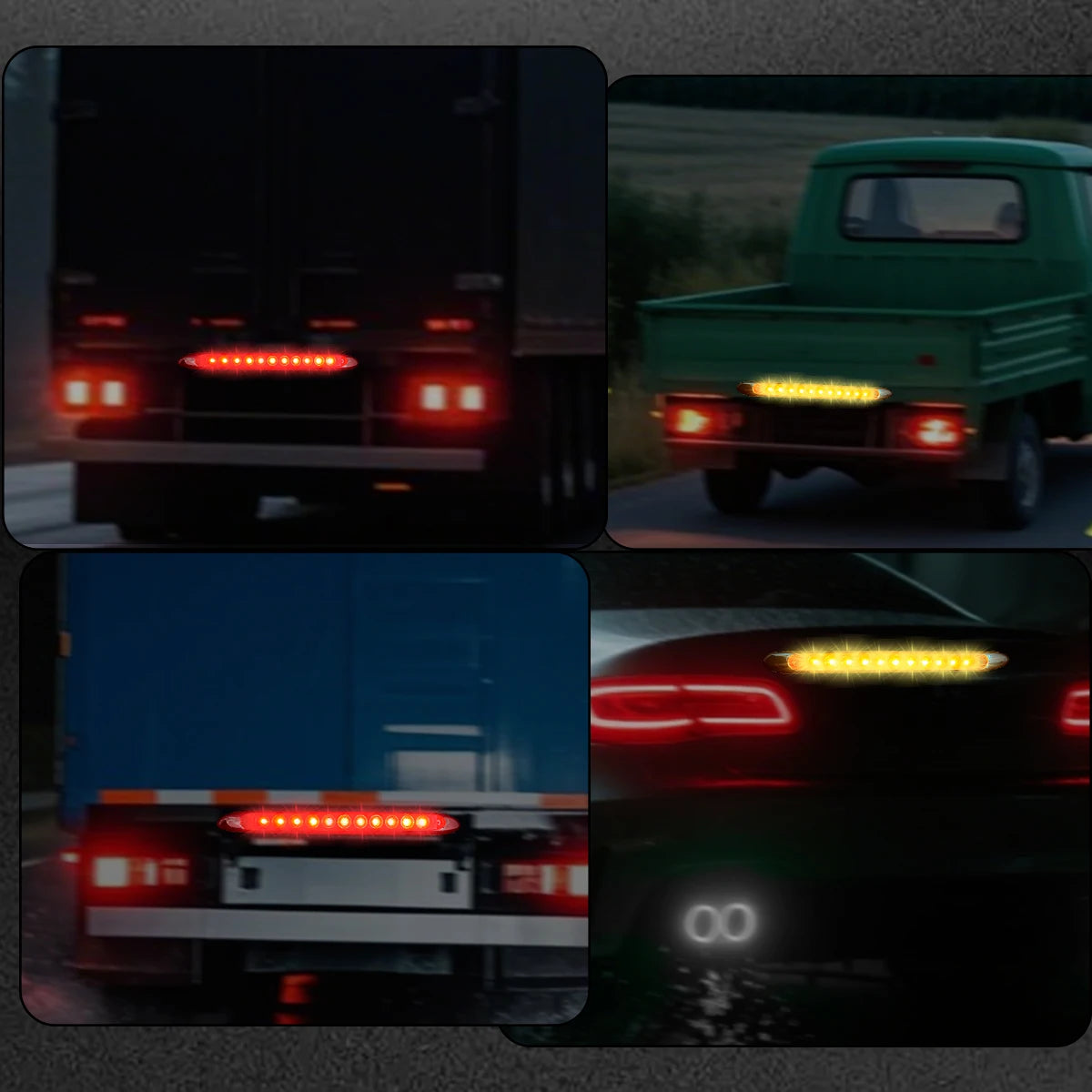 Powerful LED 15 Lights High Mounted Grille/Brake Lights 12V/24V Yellow Red Easy Installation Version For Truck/Lorry/Pick up