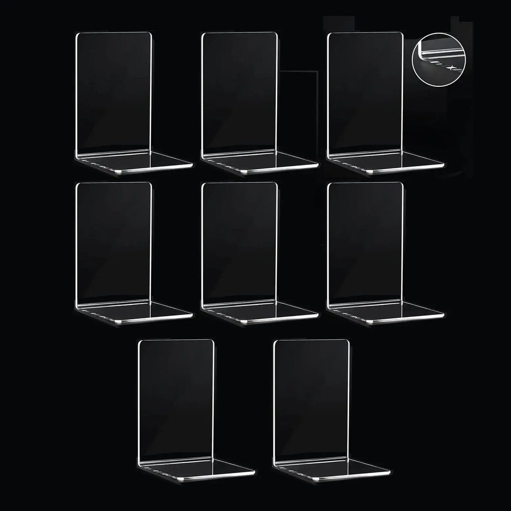 8 Pieces Bookends,Clear Bookends for Shelves,Heavy Duty Book Ends andDesktop Organizer,Book Stopper for Books/Movies/CD