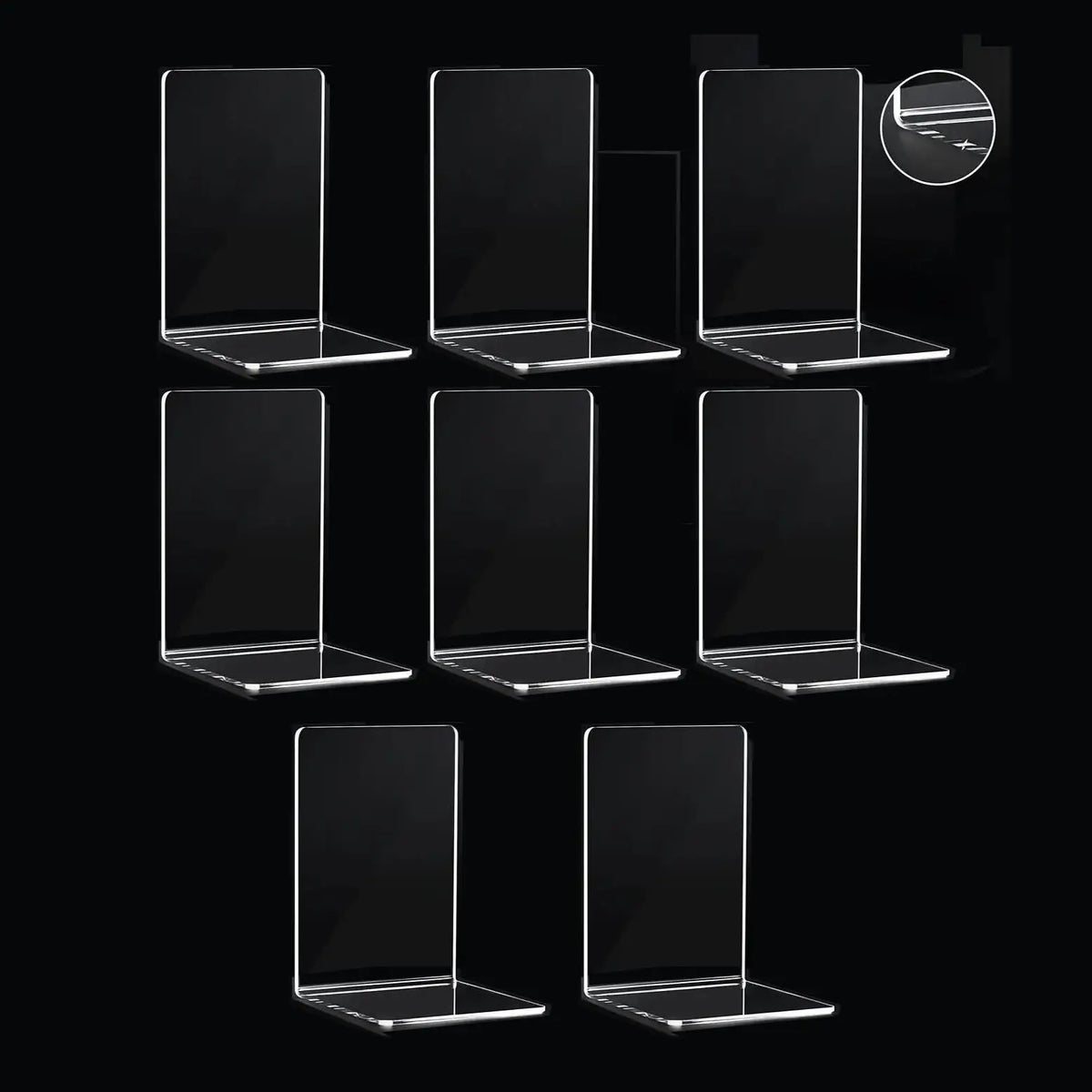 8 Pieces Bookends,Clear Bookends for Shelves,Heavy Duty Book Ends andDesktop Organizer,Book Stopper for Books/Movies/CD