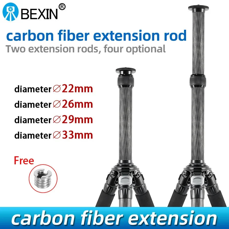 Universal 1/4 and 3/8 Interface Carbon Fiber Central Axis Extension Selfie Stick Camera Tripod Extension Pole Telescopic Pole