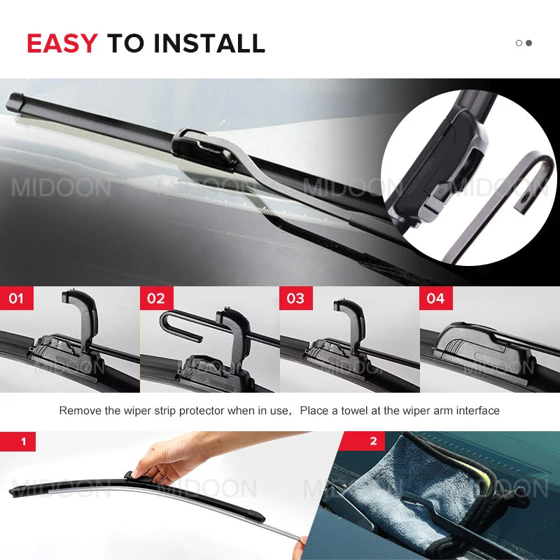 MIDOON Windshield Wiper Blades Set for Honda CR-V 2007-2011 3pcs 26in 17in 14in