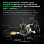 KZ ZSX Pro 5BA 1DD Hybrid Drive 10mm Dynamic Drive Unit Earphones HIFI Music Earbuds Sport Game Sport Headsets 2PIN Cable