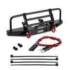 INJORA CNC Aluminum Front Rear Bumper with Lights for 1/18 RC Crawler TRX4M Defender Upgrade (4M-88)