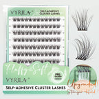 VYRILA Self Adhesive Cluster Eyelashes D Curl 10-16mm Pre-Glued Press-On Lashes