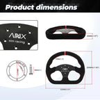 Universal 325mm/12.8inch Black Flat D Shape Suede Leather Steering Wheel 70mm-PCD For Most Vehicles & Sim Racing Game STW043