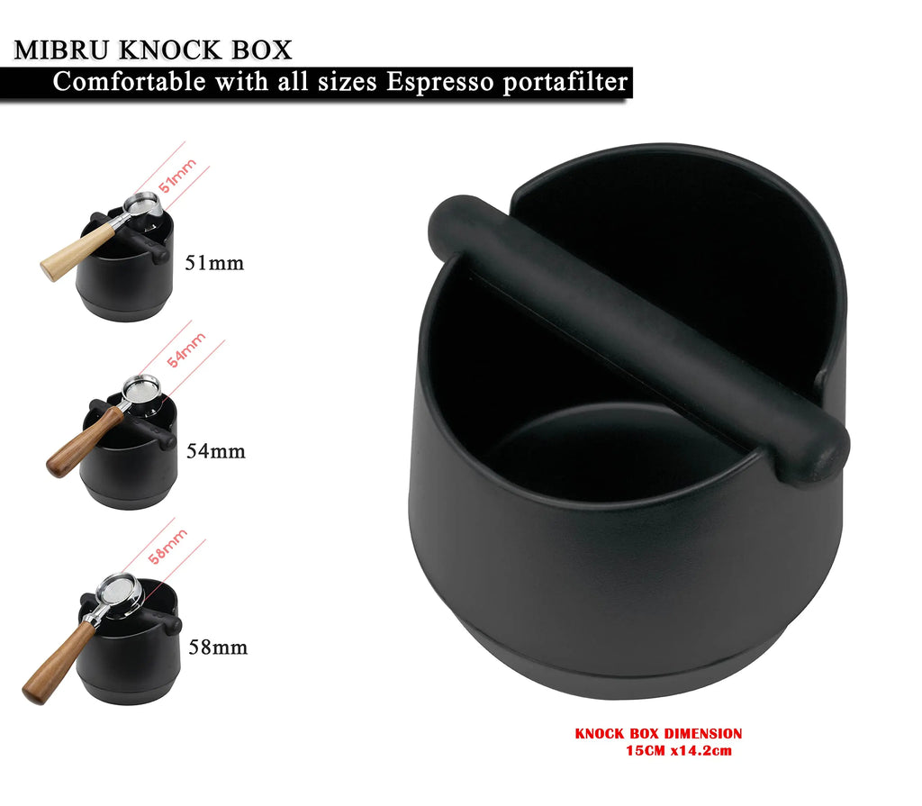 Leeseph Coffee Knock Box Residue Dump Container, Non-slip Durable Barista Grinding Waste Collection Box Fat Body with Knock Bar
