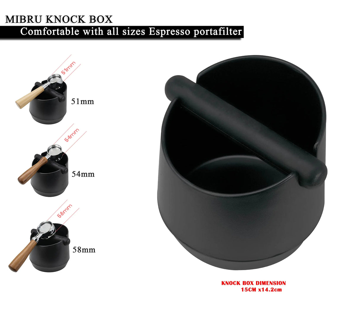Leeseph Coffee Knock Box Residue Dump Container, Non-slip Durable Barista Grinding Waste Collection Box Fat Body with Knock Bar